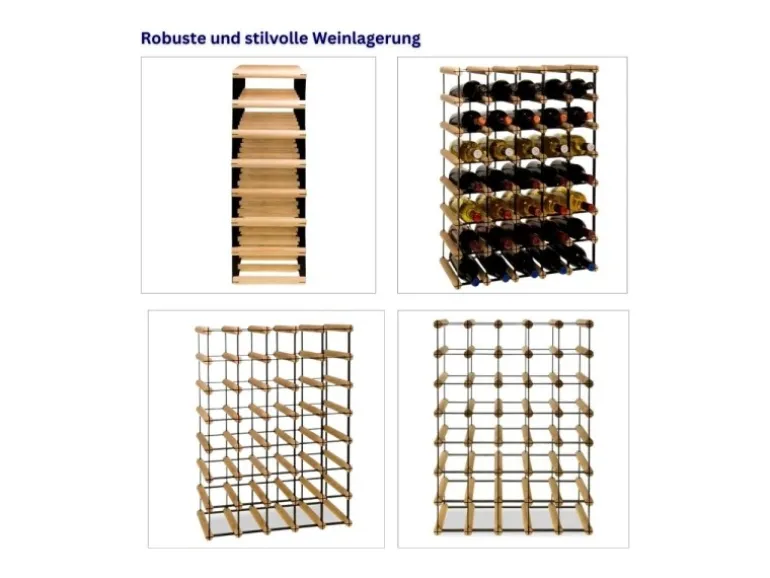 PROREGAL Modulares Weinregal Vinotega Mod Metal HxBxT 72,5 x 52,5 x 24,5 cm 5 x 7 Flaschen Massives Kiefernholz Braun Geölt