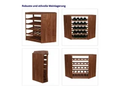 PROREGAL Modulares Weinregal Vincellar Mod HxBxT 60 x 30 x 30 cm Eckmodul Für 18 Flaschen Massives Kiefernholz Braun Geölt