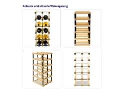 PROREGAL Modulares Weinregal Vinotega Mod Metal HxBxT 52,5 x 22,5 x 24,5 cm 2 x 5 Flaschen Massives Kiefernholz Braun Geölt