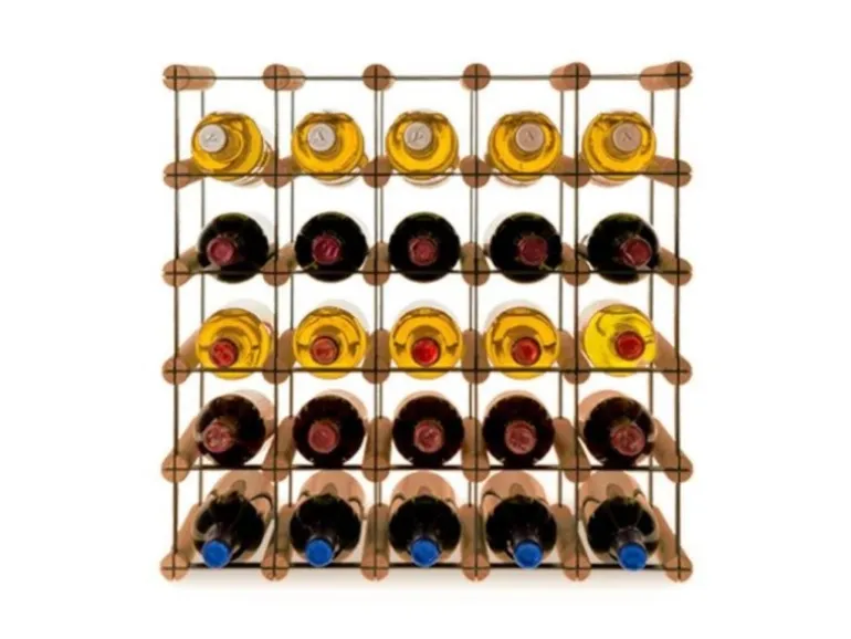 PROREGAL Modulares Weinregal Vinotega Mod Metal HxBxT 52,5 x 52,5 x 24,5 cm 5 x 5 Flaschen Massives Kiefernholz Braun Geölt