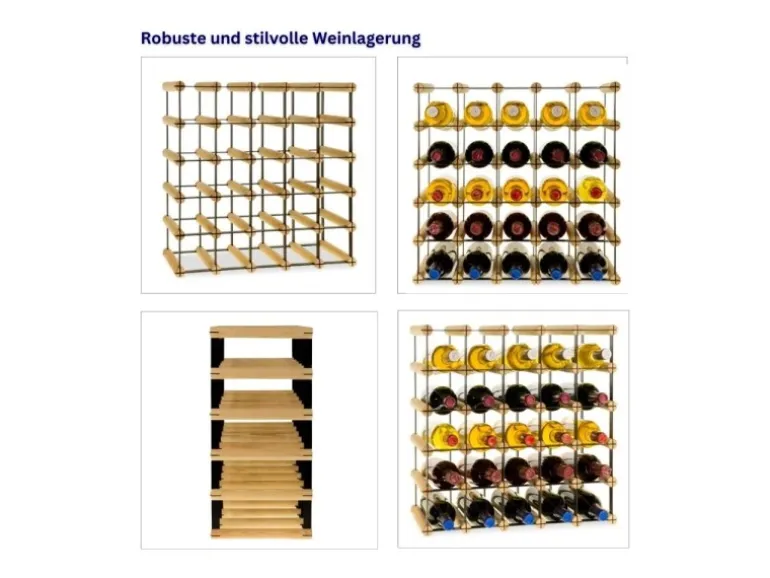 PROREGAL Modulares Weinregal Vinotega Mod Metal HxBxT 52,5 x 52,5 x 24,5 cm 5 x 5 Flaschen Massives Kiefernholz Braun Geölt