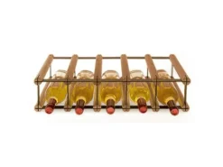 PROREGAL Modulares Weinregal Vinotega Mod Metal HxBxT 12,5 x 52,5 x 24,5 cm 5 x 1 Flaschen Massives Kiefernholz Braun Geölt