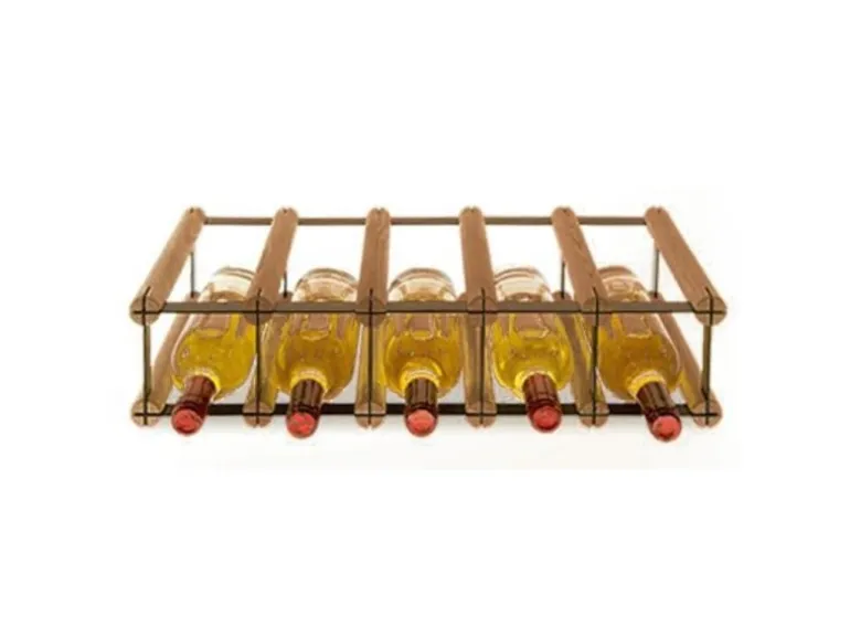 PROREGAL Modulares Weinregal Vinotega Mod Metal HxBxT 12,5 x 52,5 x 24,5 cm 5 x 1 Flaschen Massives Kiefernholz Braun Geölt