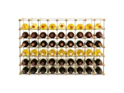 PROREGAL Modulares Weinregal Vinotega Mod Metal HxBxT 62,5 x 92,5 x 24,5 cm 9 x 6 Flaschen Massives Kiefernholz Natur