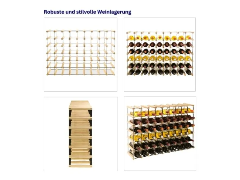 PROREGAL Modulares Weinregal Vinotega Mod Metal HxBxT 62,5 x 92,5 x 24,5 cm 9 x 6 Flaschen Massives Kiefernholz Natur