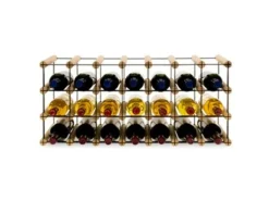 PROREGAL Modulares Weinregal Vinotega Mod Metal HxBxT 32,5 x 72,5 x 24,5 cm 7 x 3 Flaschen Massives Kiefernholz Natur