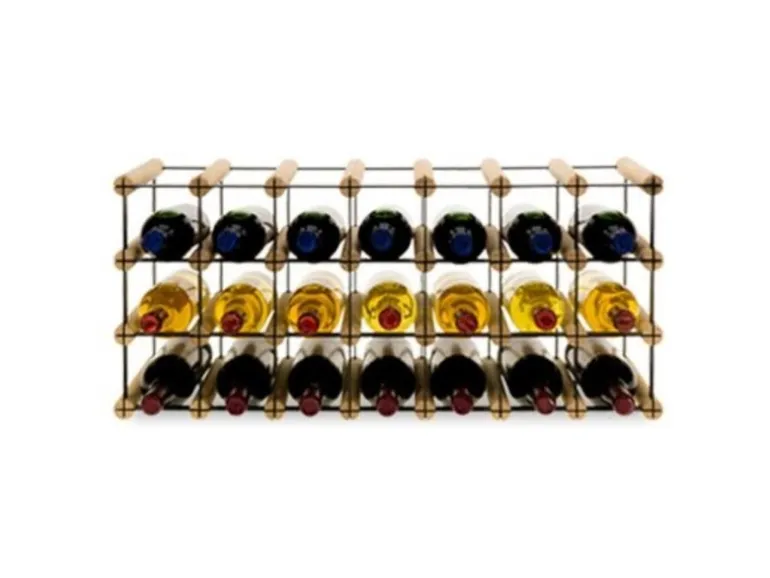 PROREGAL Modulares Weinregal Vinotega Mod Metal HxBxT 32,5 x 72,5 x 24,5 cm 7 x 3 Flaschen Massives Kiefernholz Natur