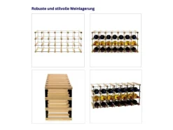PROREGAL Modulares Weinregal Vinotega Mod Metal HxBxT 32,5 x 72,5 x 24,5 cm 7 x 3 Flaschen Massives Kiefernholz Natur
