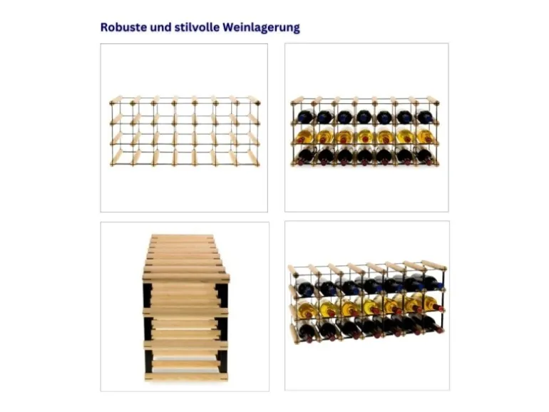PROREGAL Modulares Weinregal Vinotega Mod Metal HxBxT 32,5 x 72,5 x 24,5 cm 7 x 3 Flaschen Massives Kiefernholz Natur