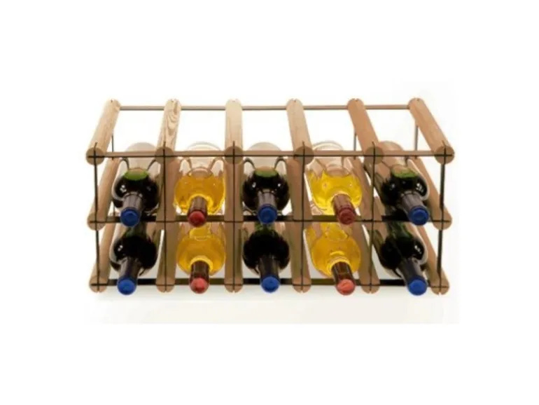 PROREGAL Modulares Weinregal Vinotega Mod Metal HxBxT 22,5 x 52,5 x 24,5 cm 5 x 2 Flaschen Massives Kiefernholz Braun Geölt