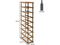 PROREGAL Modulares Weinregal Vinotega Mod Metal HxBxT 82,5 x 12,5 x 24,5 cm 1 x 8 Flaschen Massives Kiefernholz Braun Geölt