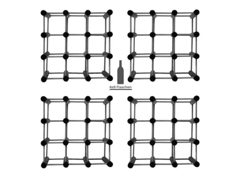 PROREGAL Modulares Weinregal Vinotega Mod HxBxT 36 x 36 x 24 cm 4 x 9 Flaschen Massives Kiefernholz Grau Geölt