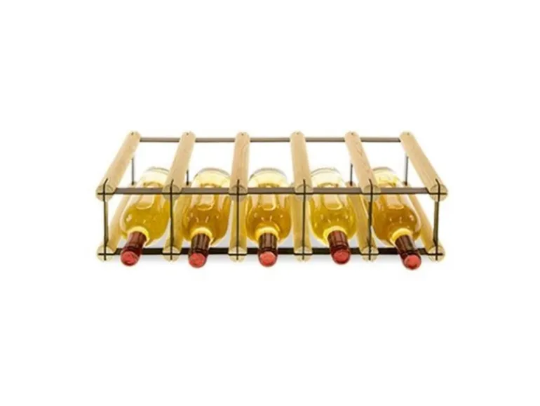 PROREGAL Modulares Weinregal Vinotega Mod Metal HxBxT 12,5 x 52,5 x 24,5 cm 5 x 1 Flaschen Massives Kiefernholz Natur