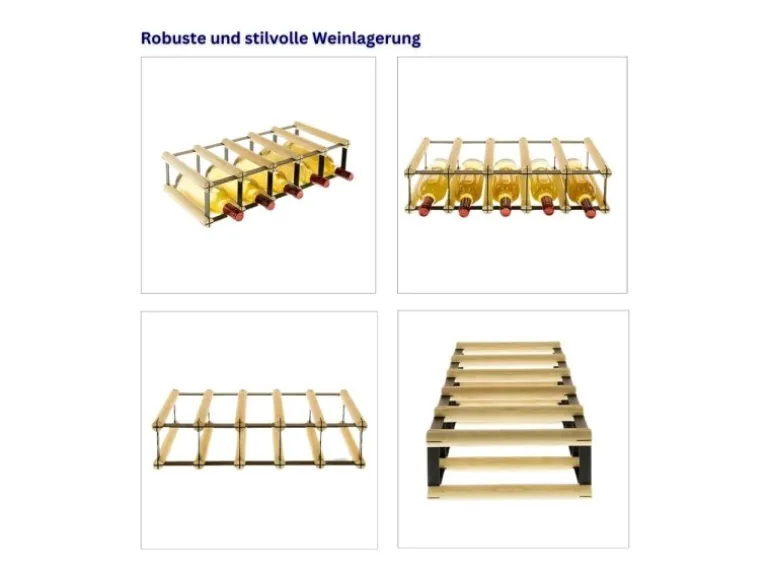 PROREGAL Modulares Weinregal Vinotega Mod Metal HxBxT 12,5 x 52,5 x 24,5 cm 5 x 1 Flaschen Massives Kiefernholz Natur