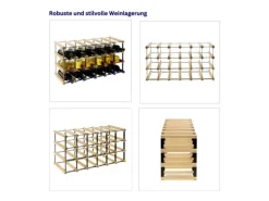 PROREGAL Modulares Weinregal Vinotega Mod Metal HxBxT 32,5 x 62,5 x 24,5 cm 6 x 3 Flaschen Massives Kiefernholz Natur