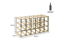 PROREGAL Modulares Weinregal Vinotega Mod Metal HxBxT 32,5 x 62,5 x 24,5 cm 6 x 3 Flaschen Massives Kiefernholz Natur