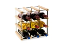 PROREGAL Modulares Weinregal Vinotega Mod Metal HxBxT 32,5 x 32,5 x 24,5 cm 3 x 3 Flaschen Massives Kiefernholz Natur