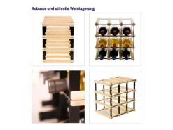 PROREGAL Modulares Weinregal Vinotega Mod Metal HxBxT 32,5 x 32,5 x 24,5 cm 3 x 3 Flaschen Massives Kiefernholz Natur