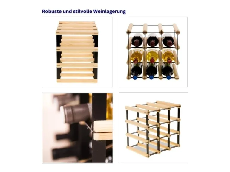 PROREGAL Modulares Weinregal Vinotega Mod Metal HxBxT 32,5 x 32,5 x 24,5 cm 3 x 3 Flaschen Massives Kiefernholz Natur