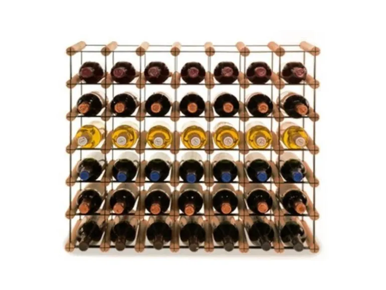 PROREGAL Modulares Weinregal Vinotega Mod Metal HxBxT 62,5 x 72,5 x 24,5 cm 7 x 6 Flaschen Massives Kiefernholz Braun Geölt