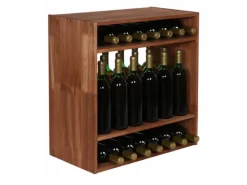 PROREGAL Modulares Weinregal Vincellar Mod HxBxT 60 x 60 x 30 cm Standflaschen Modul Für 32 Flaschen Massives Kiefernholz Braun Geölt