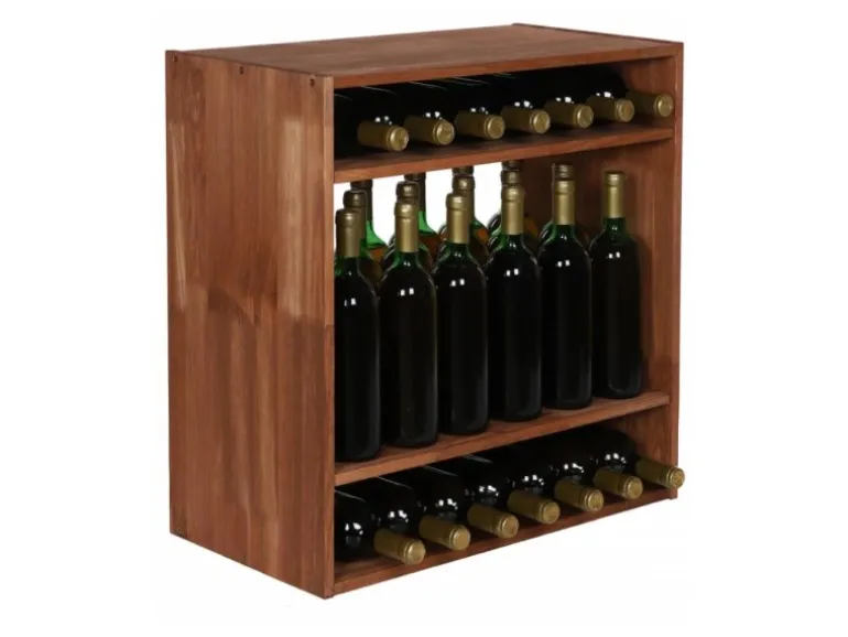 PROREGAL Modulares Weinregal Vincellar Mod HxBxT 60 x 60 x 30 cm Standflaschen Modul Für 32 Flaschen Massives Kiefernholz Braun Geölt
