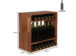 PROREGAL Modulares Weinregal Vincellar Mod HxBxT 60 x 60 x 30 cm Standflaschen Modul Für 32 Flaschen Massives Kiefernholz Braun Geölt
