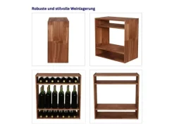 PROREGAL Modulares Weinregal Vincellar Mod HxBxT 60 x 60 x 30 cm Standflaschen Modul Für 32 Flaschen Massives Kiefernholz Braun Geölt