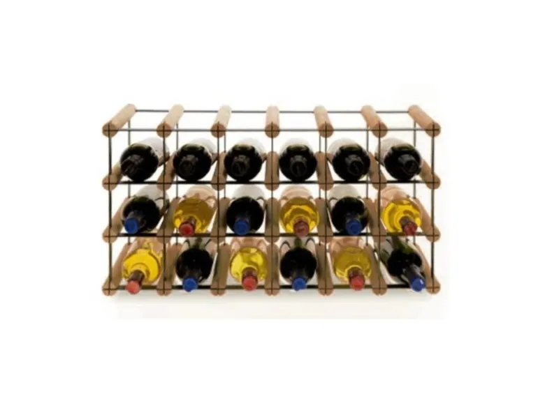 PROREGAL Modulares Weinregal Vinotega Mod Metal HxBxT 32,5 x 62,5 x 24,5 cm 6 x 3 Flaschen Massives Kiefernholz Braun Geölt