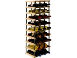 PROREGAL Modulares Weinregal Vinotega Mod Metal HxBxT 92,5 x 32,5 x 24,5 cm 3 x 9 Flaschen Massives Kiefernholz Natur