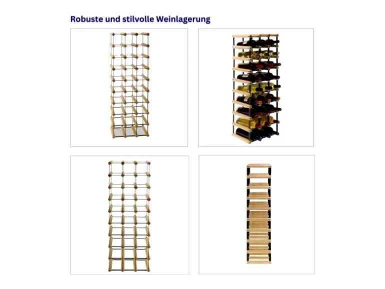 PROREGAL Modulares Weinregal Vinotega Mod Metal HxBxT 92,5 x 32,5 x 24,5 cm 3 x 9 Flaschen Massives Kiefernholz Natur
