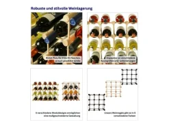 PROREGAL Modulares Weinregal Vinotega Mod HxBxT 36 x 36 x 24 cm 3 x 9 Flaschen Massives Kiefernholz Natur