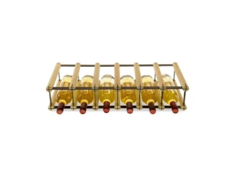 PROREGAL Modulares Weinregal Vinotega Mod Metal HxBxT 12,5 x 62,5 x 24,5 cm 6 x 1 Flaschen Massives Kiefernholz Natur
