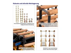 PROREGAL Modulares Weinregal Vinotega Mod Metal HxBxT 72,5 x 32,5 x 24,5 cm 3 x 7 Flaschen Massives Kiefernholz Natur