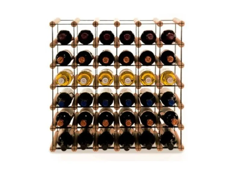 PROREGAL Modulares Weinregal Vinotega Mod Metal HxBxT 62,5 x 62,5 x 24,5 cm 6 x 6 Flaschen Massives Kiefernholz Braun Geölt