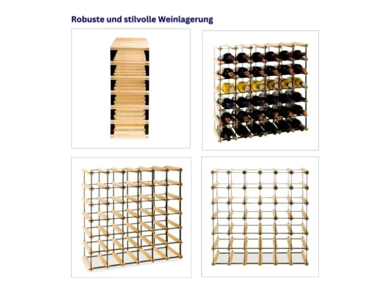 PROREGAL Modulares Weinregal Vinotega Mod Metal HxBxT 62,5 x 62,5 x 24,5 cm 6 x 6 Flaschen Massives Kiefernholz Braun Geölt