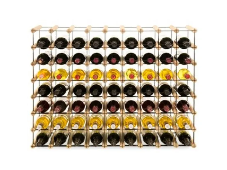 PROREGAL Modulares Weinregal Vinotega Mod Metal HxBxT 72,5 x 92,5 x 24,5 cm 9 x 7 Flaschen Massives Kiefernholz Natur