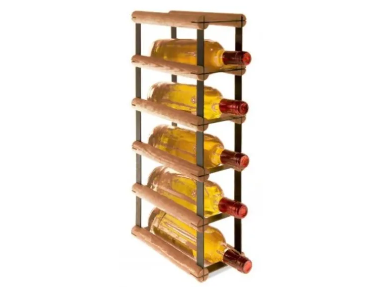 PROREGAL Modulares Weinregal Vinotega Mod Metal HxBxT 52,5 x 12,5 x 24,5 cm 1 x 5 Flaschen Massives Kiefernholz Braun Geölt