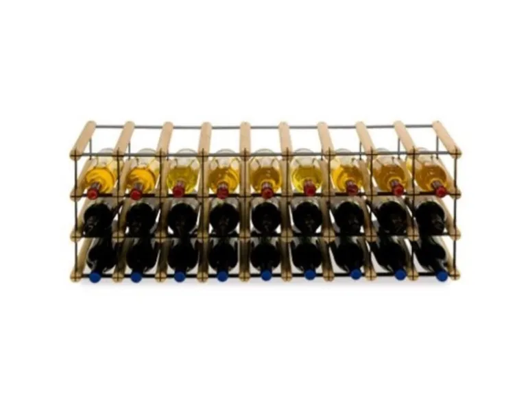 PROREGAL Modulares Weinregal Vinotega Mod Metal HxBxT 32,5 x 92,5 x 24,5 cm 9 x 3 Flaschen Massives Kiefernholz Natur