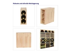PROREGAL Modulares Weinregal Vincellar Mod HxBxT 30 x 12 x 30 cm Schmal Modul Für 3 Flaschen Massives Kiefernholz Natur