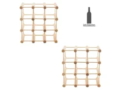 PROREGAL Modulares Weinregal Vinotega Mod HxBxT 36 x 36 x 24 cm 2 x 9 Flaschen Massives Kiefernholz Natur