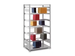 PROREGAL Pendelhefterregal Doppelseitig Stecksystem T-Profil HxBxT 235 x 100 x 80 cm 7 Ebenen Fachlast 40 kg Pendelsystem Elba & Leitz Verzinkt