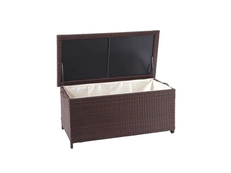 Proregal Poly-Rattan Kissenbox HxBxT 51x100x50cm Premium Braun 170L Gartentruhe Auflagenbox Truhe