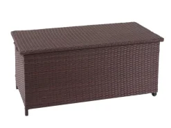 Proregal Poly-Rattan Kissenbox HxBxT 51x100x50cm Premium Braun 170L Gartentruhe Auflagenbox Truhe