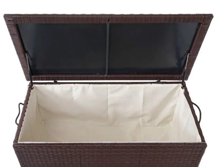 Proregal Poly-Rattan Kissenbox HxBxT 51x100x50cm Premium Braun 170L Gartentruhe Auflagenbox Truhe