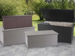 Proregal Poly-Rattan Kissenbox HxBxT 51x100x50cm Premium Braun 170L Gartentruhe Auflagenbox Truhe