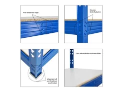 PROREGAL Profi Schwerlastregal Rhino HxBxT 180 x 200 x 60 cm 5 Spanplatten-Ebenen 8mm Fachlast 500 kg Blau
