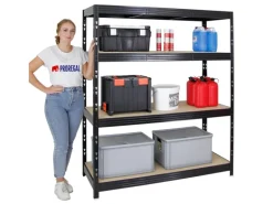 PROREGAL Profi Schwerlastregal Rhino HxBxT 180 x 160 x 60 cm 4 Spanplatten-Ebenen 8mm Fachlast 500 kg Schwarz