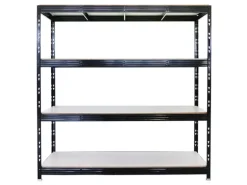 PROREGAL Profi Schwerlastregal Rhino HxBxT 200x200x60cm 4 Melamin-Ebenen 16mm Fachlast 500kg Schwarz Stecksystem Lagerregal Steckregal