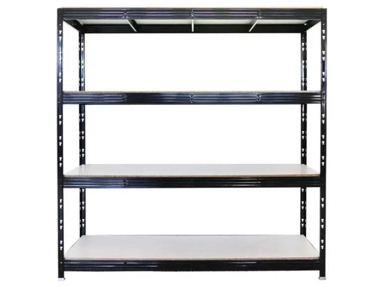 PROREGAL Profi Schwerlastregal Rhino HxBxT 200x200x60cm 4 Melamin-Ebenen 16mm Fachlast 500kg Schwarz Stecksystem Lagerregal Steckregal
